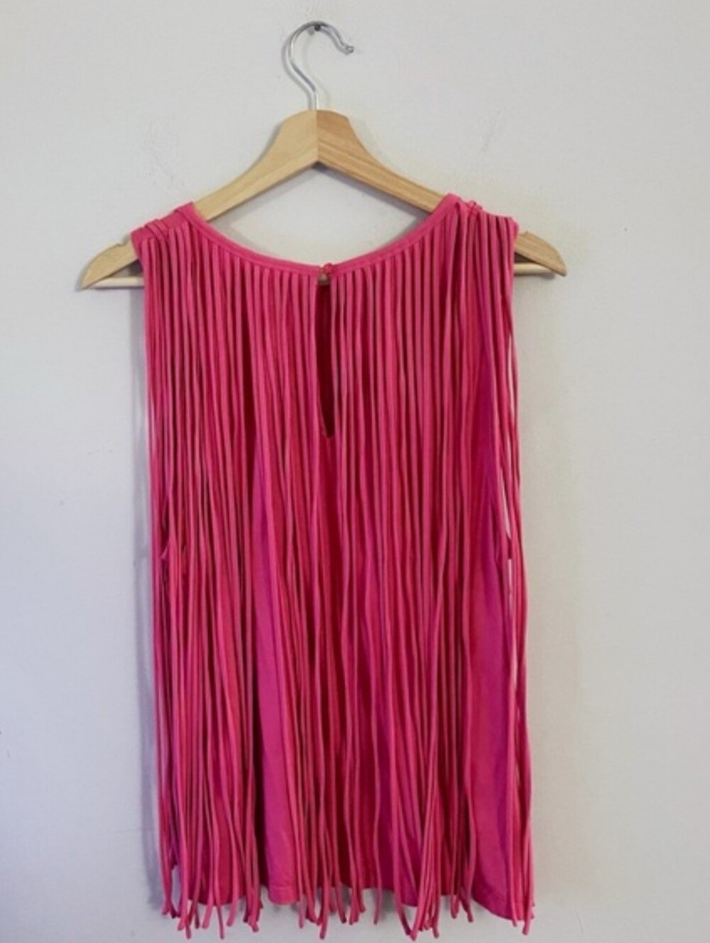 Trina Turk Pink Fringe Tank Top - Sleeveless Summer Top - Picture 3 of 5
